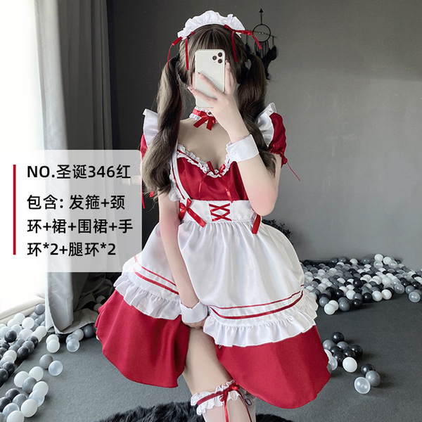Rabbit Girl Costume for Women - Sexy Bunny Outfit, Halloween Cosplay Dress with Maid Elements & Holiday Party Wear - 346 Red