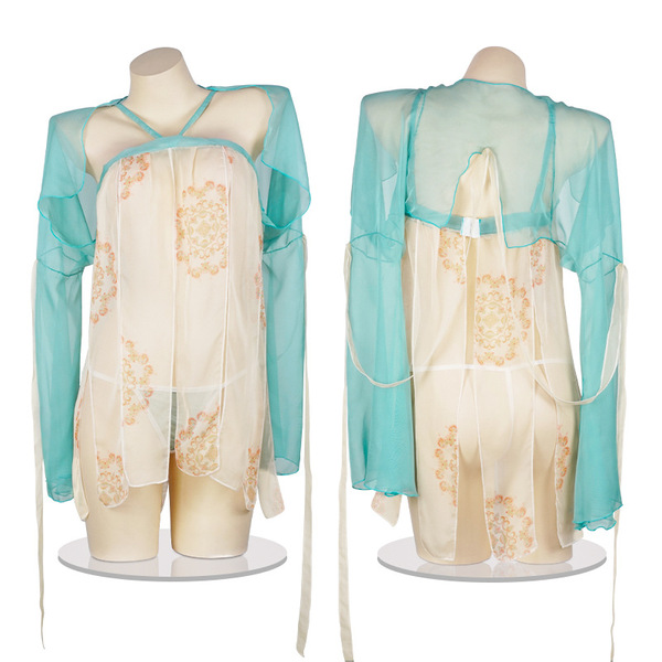 Huanqing original chinese ancient style lingerie dress – sheer hanfu-inspired sexy mesh bustier gown for women, featuring ele...