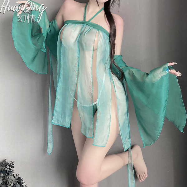 Huanqing original chinese ancient style sheer hanfu bustier dress - sexy lingerie for women, featuring elegant sheer fabric w...