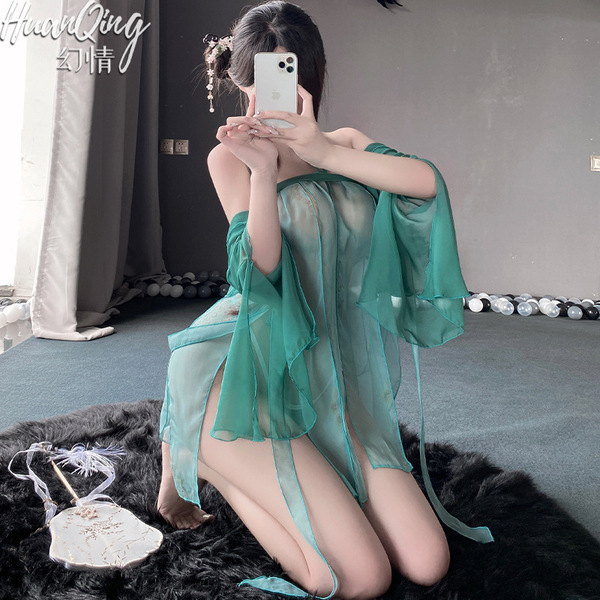 Huanqing original chinese ancient style sheer hanfu bustier dress - sexy lingerie for women, featuring elegant sheer fabric a...