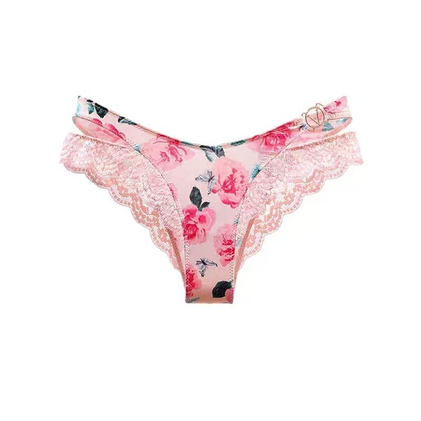 Ice silk lace triangle panties featuring seamless design, v-cut hip-lift, and hollow-out detail for enhanced comfort and sens...