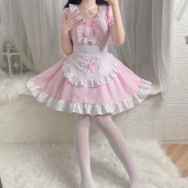 Japanese anime maid costume - pink & white cosplay dress for restaurant roleplay, custom factory made