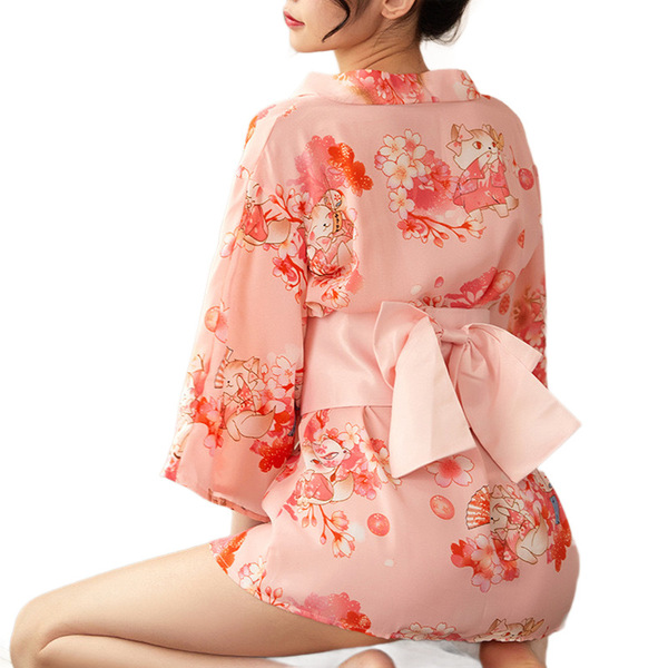 Japanese kimono lingerie set featuring floral patterns, perfect for bedroom play and roleplay. soft fabric with elegant desig...