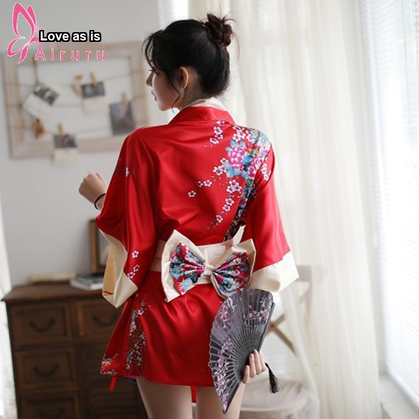 Japanese kimono style lingerie set - sexy & playful role play outfit for women, cute traditional-inspired erotic wear