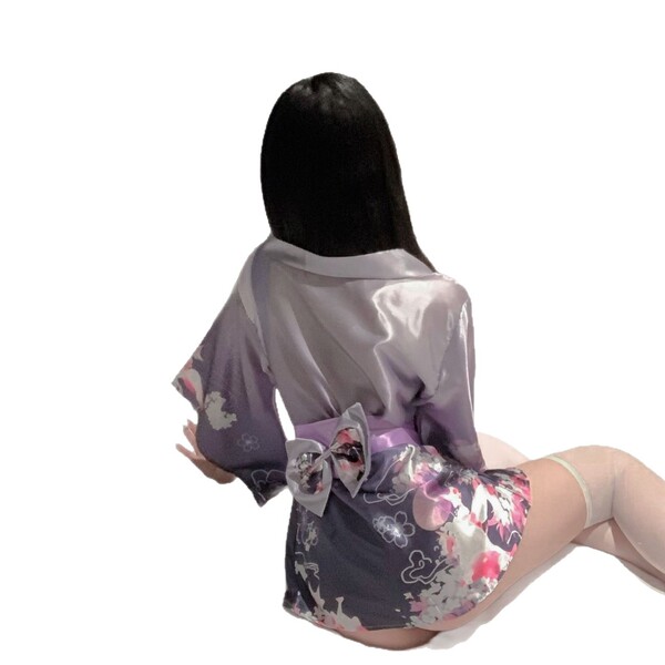Sexy japanese kimono lingerie set featuring floral patterns, perfect for sleepwear or role play costumes for women.