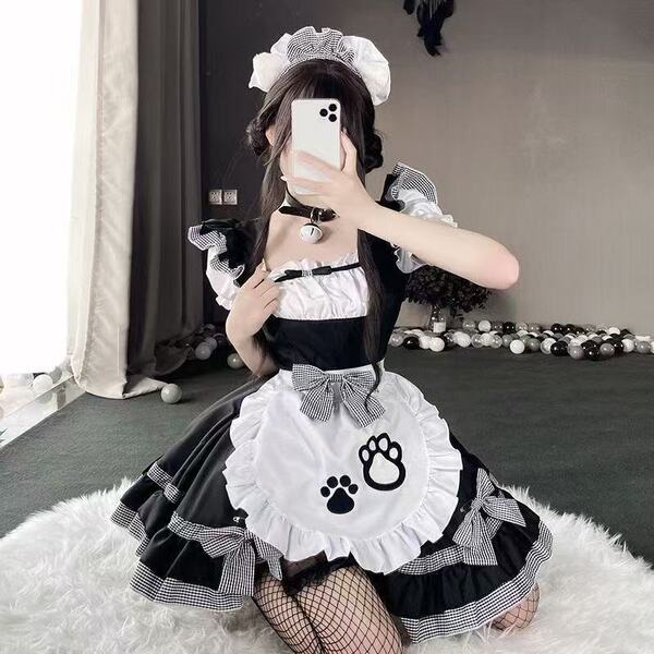 Japanese lolita dress for girls - cute cat ear maid outfit, soft girly cosplay dress for daily wear & photoshoots