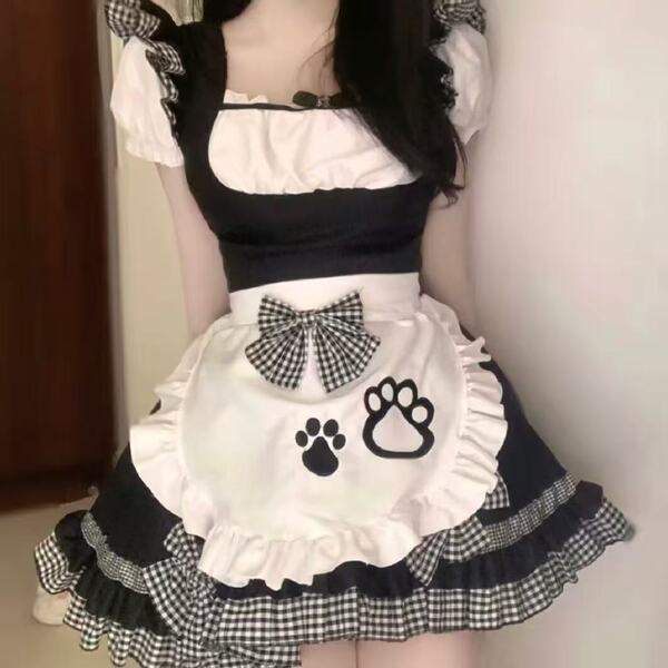 Japanese lolita dress for girls - cute cat ear maid outfit, soft girly cosplay dress for daily wear & photoshoots