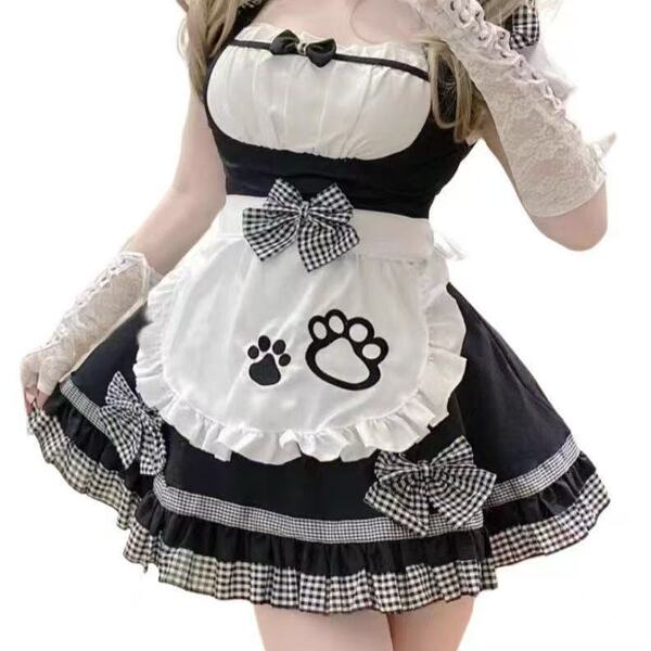 Japanese lolita dress for girls - cute cat ear maid outfit, soft girly cosplay dress for daily wear & photoshoots