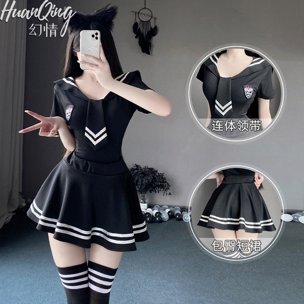 Japanese schoolgirl lingerie set featuring a sexy jk short skirt and sailor uniform outfit, stylish and wearable design.