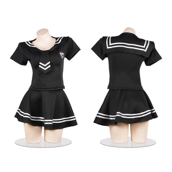 Japanese schoolgirl lingerie set featuring a stylish sailor uniform with a short skirt, perfect for cosplay or casual wear.