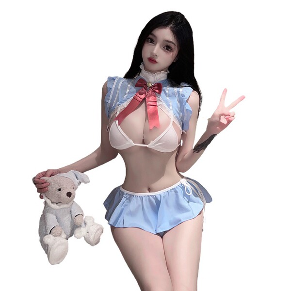 Japanese-style sexy bunny girl outfit featuring playful lingerie with sheer mesh and cute student uniform vibes, perfect for ...