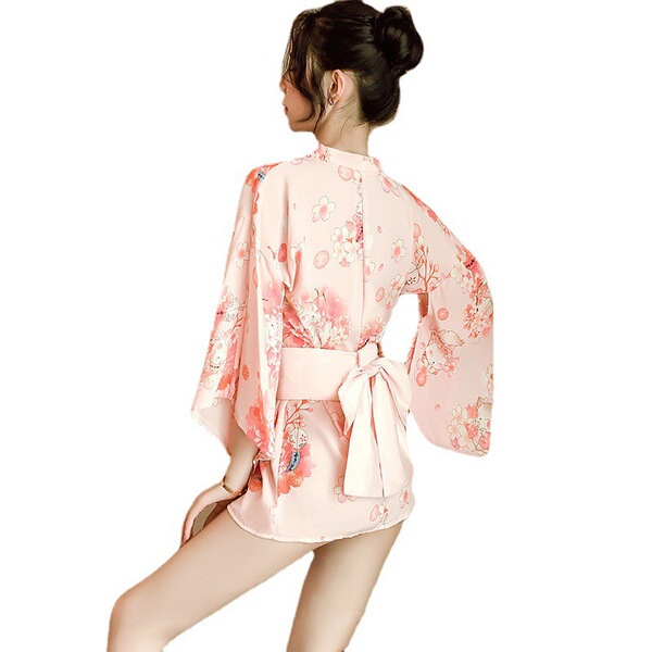 Japanese-style sexy lingerie set - seductive kimono sleepwear & robe for women, featuring floral patterns and elegant design.