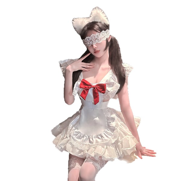 Jinxiao soft & playful lingerie set - bowknot maid-inspired pure-yet-sensual lolita erotic underwear for women, featuring a c...