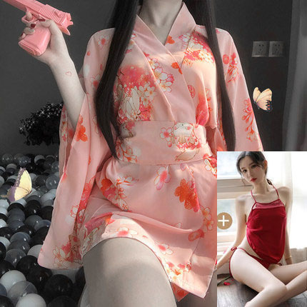 Japanese-Style Sexy Lingerie Set - Transparent Kimono Sleepwear for Romantic Nights & Bedroom Play - Kimono jacket + bellyband