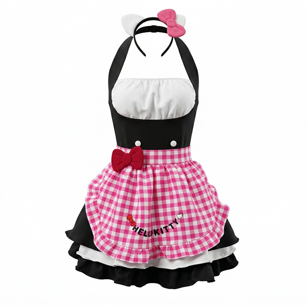 Kitty cat lingerie set - sexy & cute maid costume with bow & apron for women