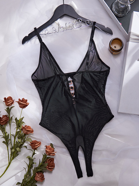 Luxury lace bodysuit for women featuring sheer design, full lace detailing, and transparent fabric, perfect for intimate wear...