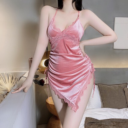 Sexy lace cross-back silk sleep dress for women, elegant backless design with romantic details, perfect nightwear.