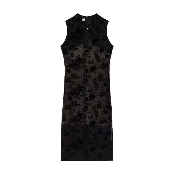 Lace-embellished cut-out cheongsam dress for women – sexy bodycon silk-look evening gown with elegant embroidery