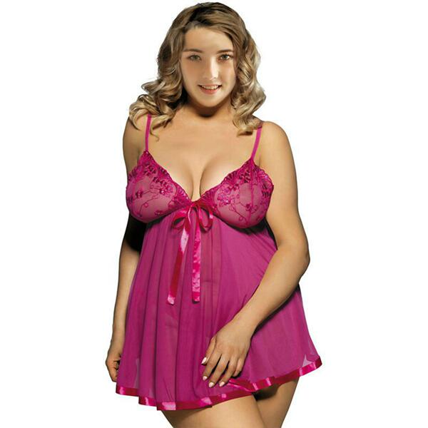 Lace sexy sleepwear for women – sheer mesh camisole nightgown, elegant transparent summer sleep dress, plus size intimate