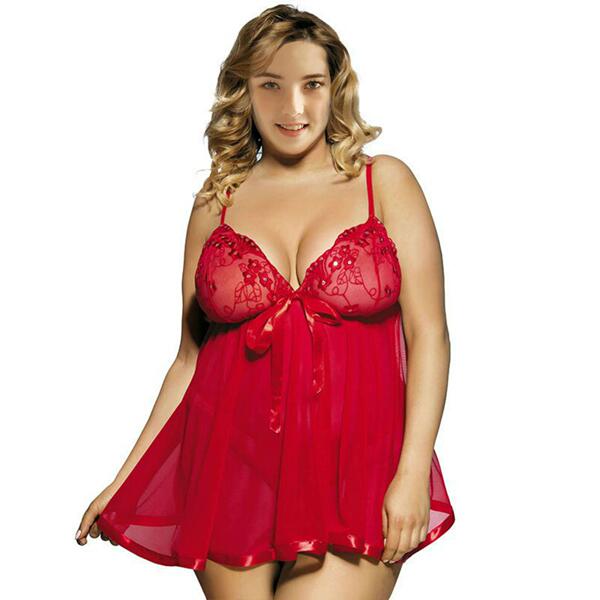 Lace sexy sleepwear for women – sheer mesh camisole nightgown, elegant transparent summer sleep dress, plus size intimate