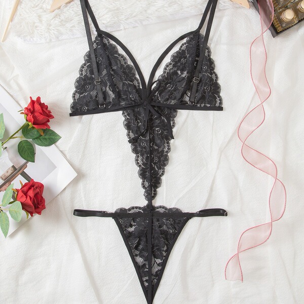 Sexy lace sheer bodysuit for women, featuring european and us style design with intricate lace details, perfect for intimate ...