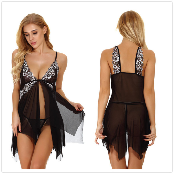 Sexy lace trim camisole sleep set for women featuring adjustable straps and sheer fabric, perfect for plus-size comfort and e...