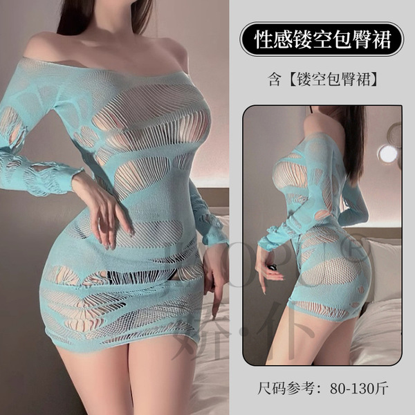 Sexy Christmas Bodysuit - Flirty Velvet Mesh Sheer Outfit with Bow Detail, Holiday Lingerie for New Year's Eve - Lake Blue