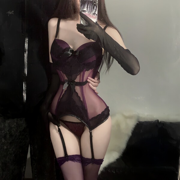 Woman wearing languifang shapewear bodysuit, a sexy strapless corset with elegant lingerie and costume outfit details.