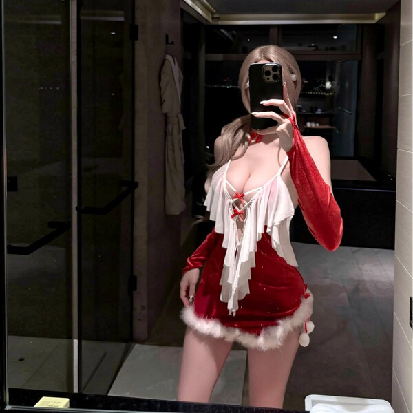 Lemon story sexy new year christmas costume - seductive no-remove bodysuit for role play & intimate wear, featuring festive d...