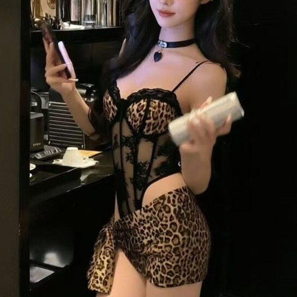 Leopard print sexy bodysuit with underwire - qqny provocative lingerie set, pure & tempting sleepwear outfit