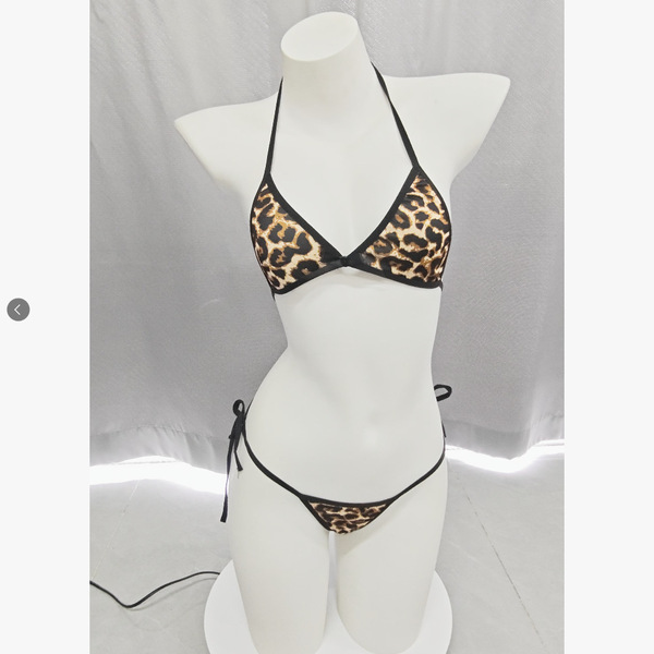 Leopard print bikini set with adjustable tie-front design, perfect for curvy women seeking stylish and sexy lingerie.