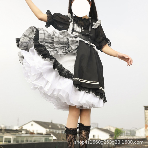 Lolita dress featuring crinoline petticoat with adjustable tulle skirt support, perfect for daily wear and cosplay.