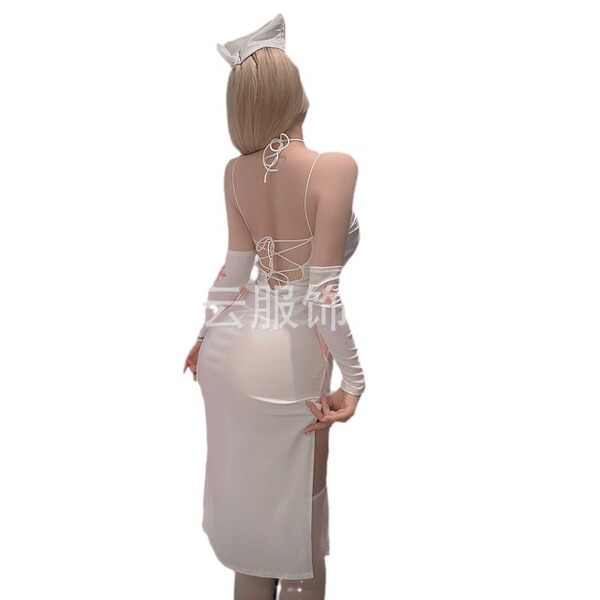 Giyun nun costume lingerie set - gothic anime hook-neck long dress cosplay sleepwear for halloween & roleplay