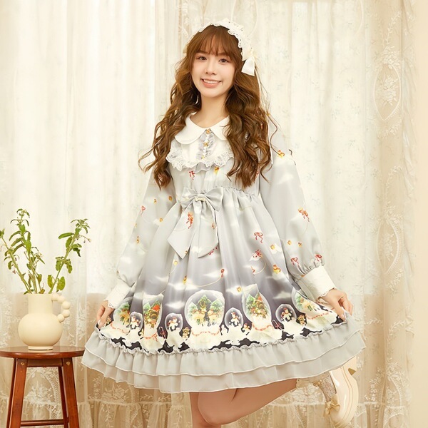 2026 Cute Sweet Lolita Dress for Women – Elegant Long Sleeve Party & Performance Dress - Glass ball long-sleeved Lolita dress