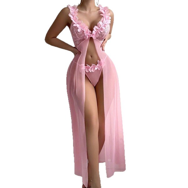 Pure allure lace slip dress - sexy low-cut strapless long dress for women, elegant bridal & lingerie styling
