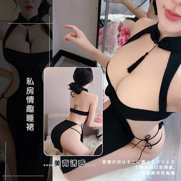 Seductive qipao lingerie dress - sexy split long gown for nightwear & role play, embracing elegance and sensuality