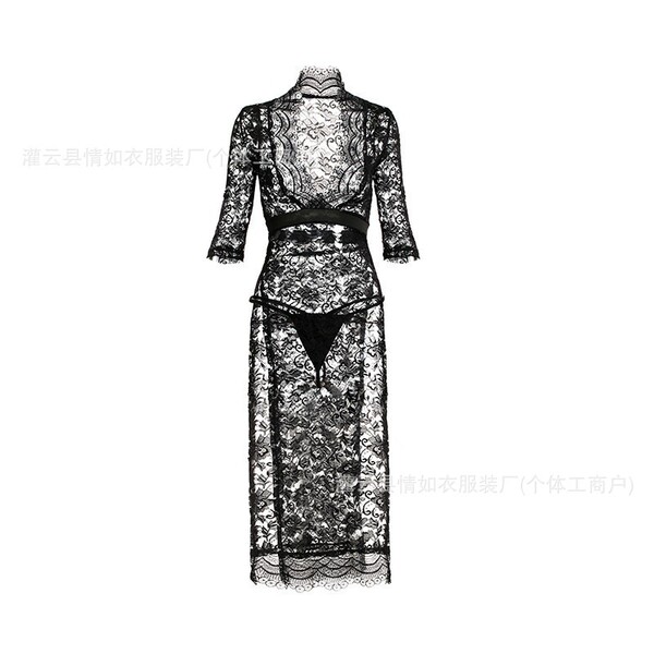 Sexy lace temptation long dress with hot side-slit design, perfect bodycon lingerie nightwear for women