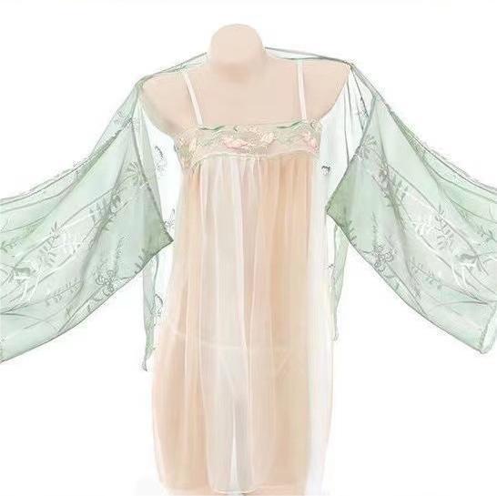 Transparent ancient chinese court lingerie set featuring sexy dunhuang flying apsaras bodice and long elegant dress, perfect ...
