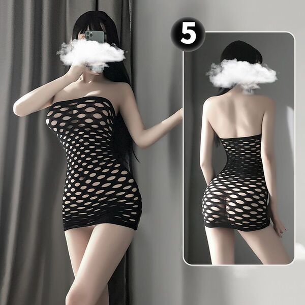 Sexy Transparent Lace Bodysuit with Black Sheer Stockings - Open-Crotch Playwear for Women - If now filled with affection
