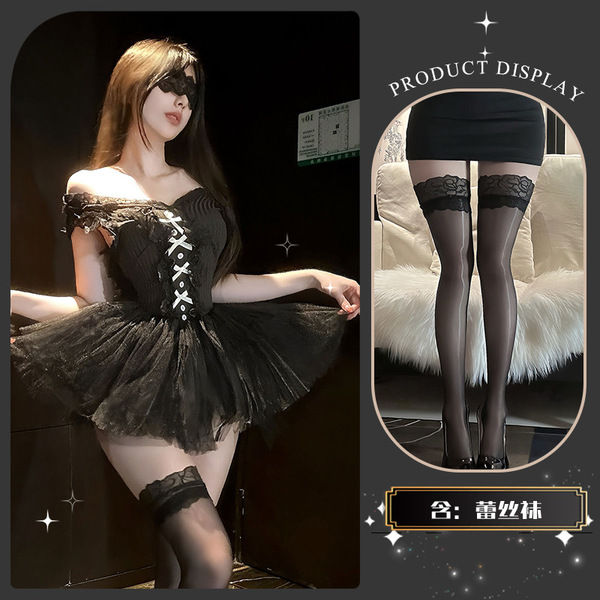 QingShe tutu skirt Lace Teddy Set - Elegant Pure-Yet-Forbidden Seductive Lingerie for Women - Soft, flowing fabric + matching socks