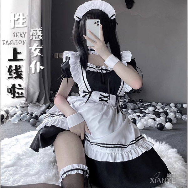 Sexy maid costume cosplay dress, cute anime schoolgirl outfit for women, plus size otaku fashion.