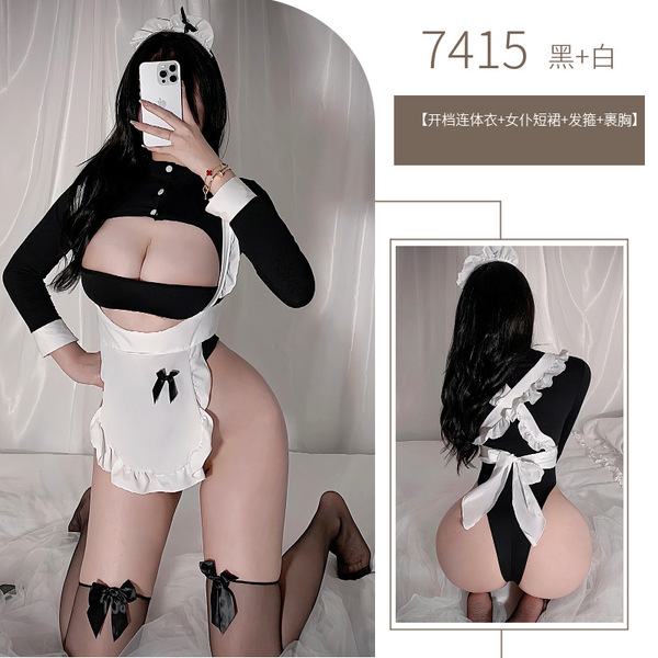 Pure & Playful Anime Maid Costume - Seductive Low-Cut Cosplay Dress for Women, Cute Roleplay Outfit - Maid outfit