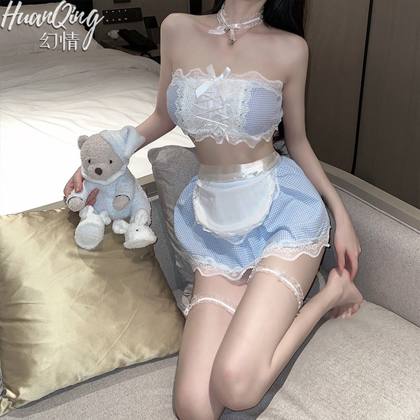 Hot maid costume set - sexy busty backless lingerie outfit for women, seductive role play uniform featuring lace details and ...