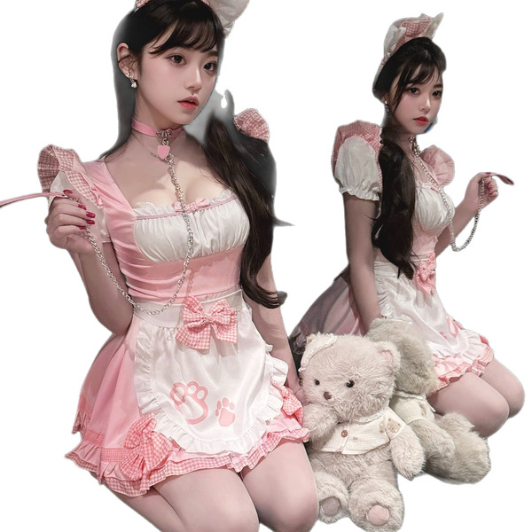 Manny night cute japanese sweet lolita maid cosplay set - soft kawaii cat girl costume for teens & adults, featuring adorable...