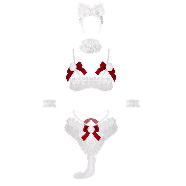 Mannyan new year lingerie set featuring a sexy christmas bow lace cut-out open-crotch bikini costume for women, complete with...