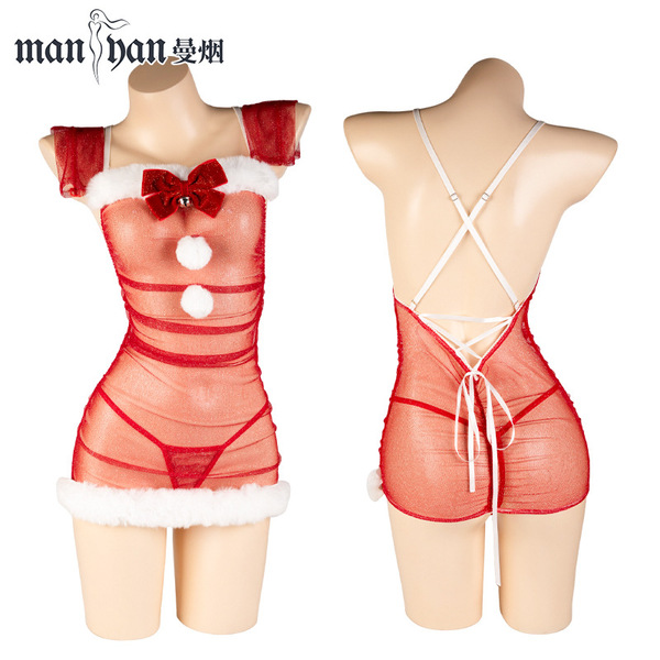 Sexy sheer mesh sleep dress with strapless bodice and bodycon skirt, perfect for festive occasions.