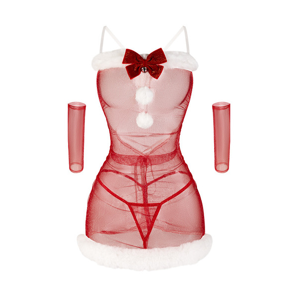 Mannyan new year lingerie for women - sheer mesh cami, backless sleep dress & sensual holiday nightwear featuring festive cat...