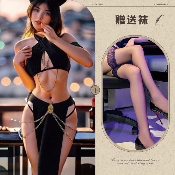 Mannyqing lingerie set - pure & tempting queen style cutout halter bodysuit catwoman outfit with (free stockings)