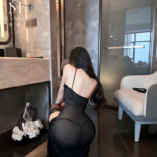 Mannyu sexy lingerie dress - sheer mesh high-slit evening gown for women, style erotic outfit