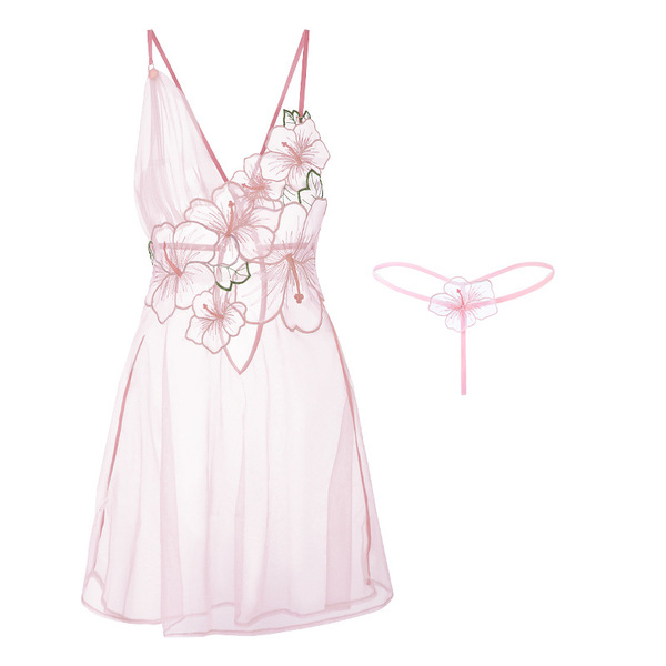 Manyan french romantic nightgown - sexy sheer lace camisole sleepwear set, pure & tempting lingerie